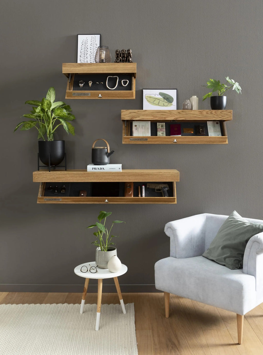 SecretShelf - Floating Wall-Mounted Shelf with Hidden Storage Safe Compartment